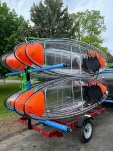 Clear bottom kayak on trailer